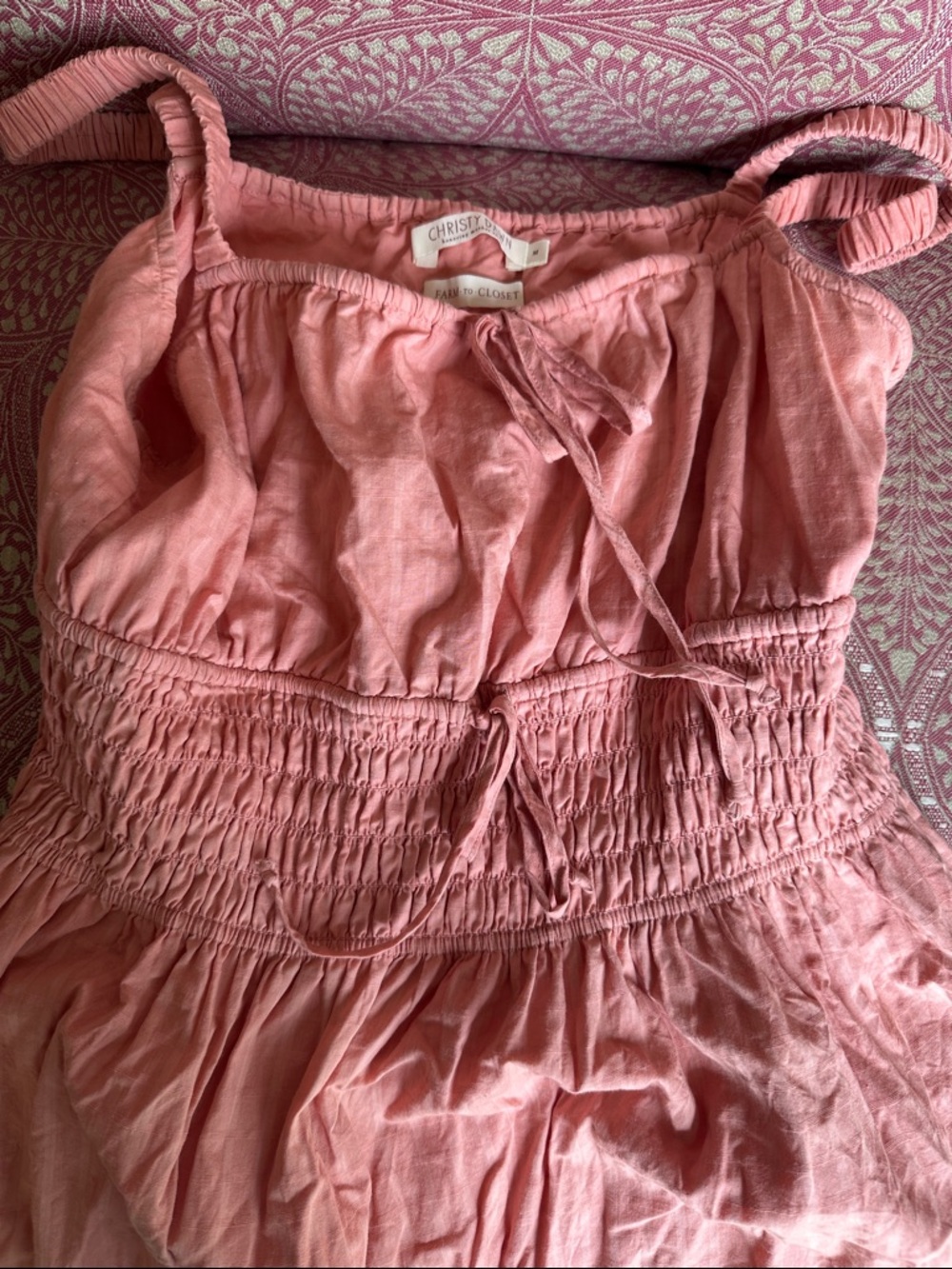 Christy Dawn Dusty Zuri in Salmon Smocked Sundress sz Medium